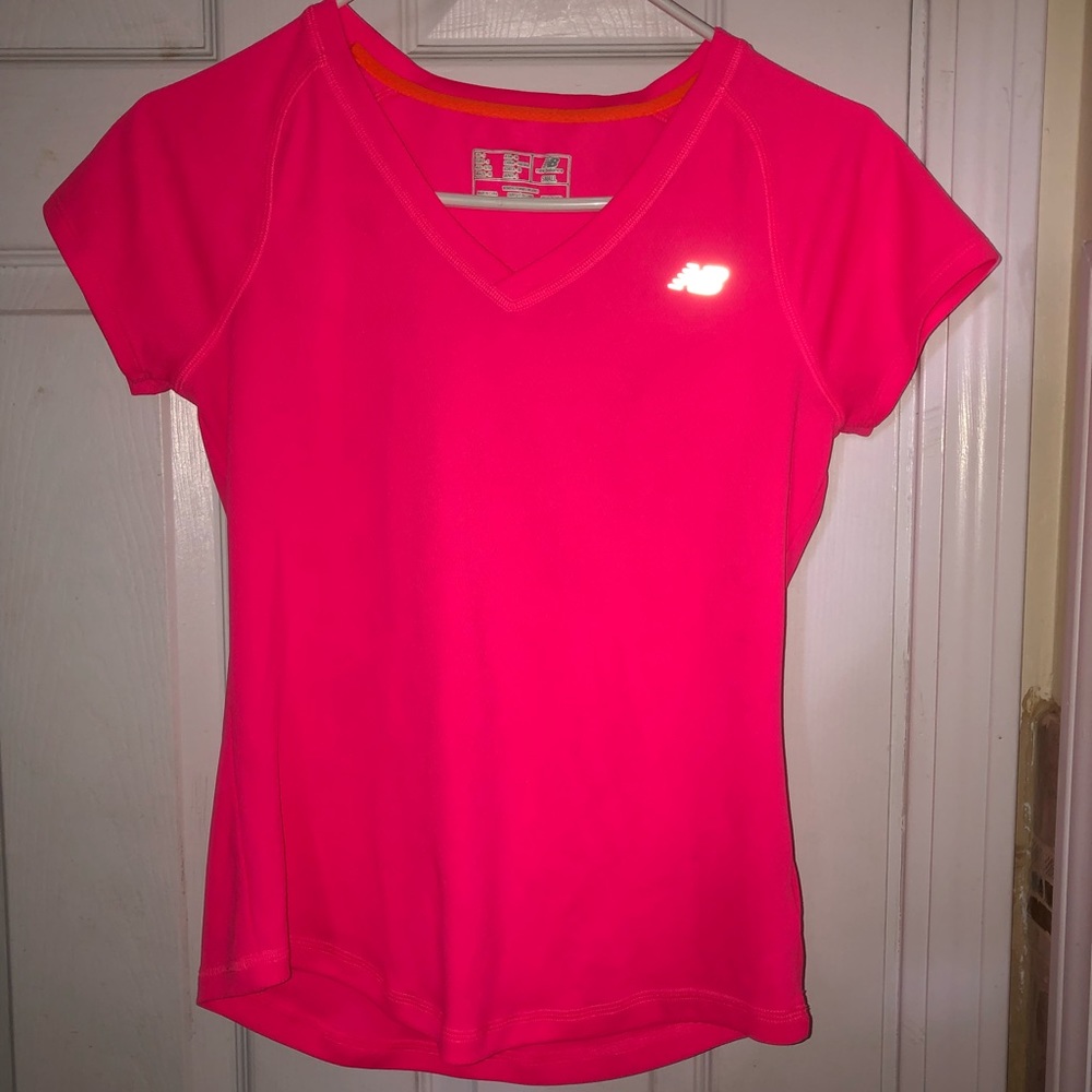 Neon pink new balance running top